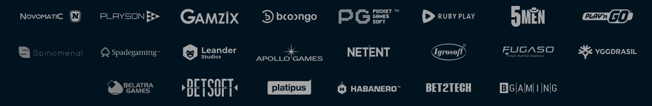 Список логотипів провайдерів ігор, представлених у казино Золото Лото, з відомими брендами